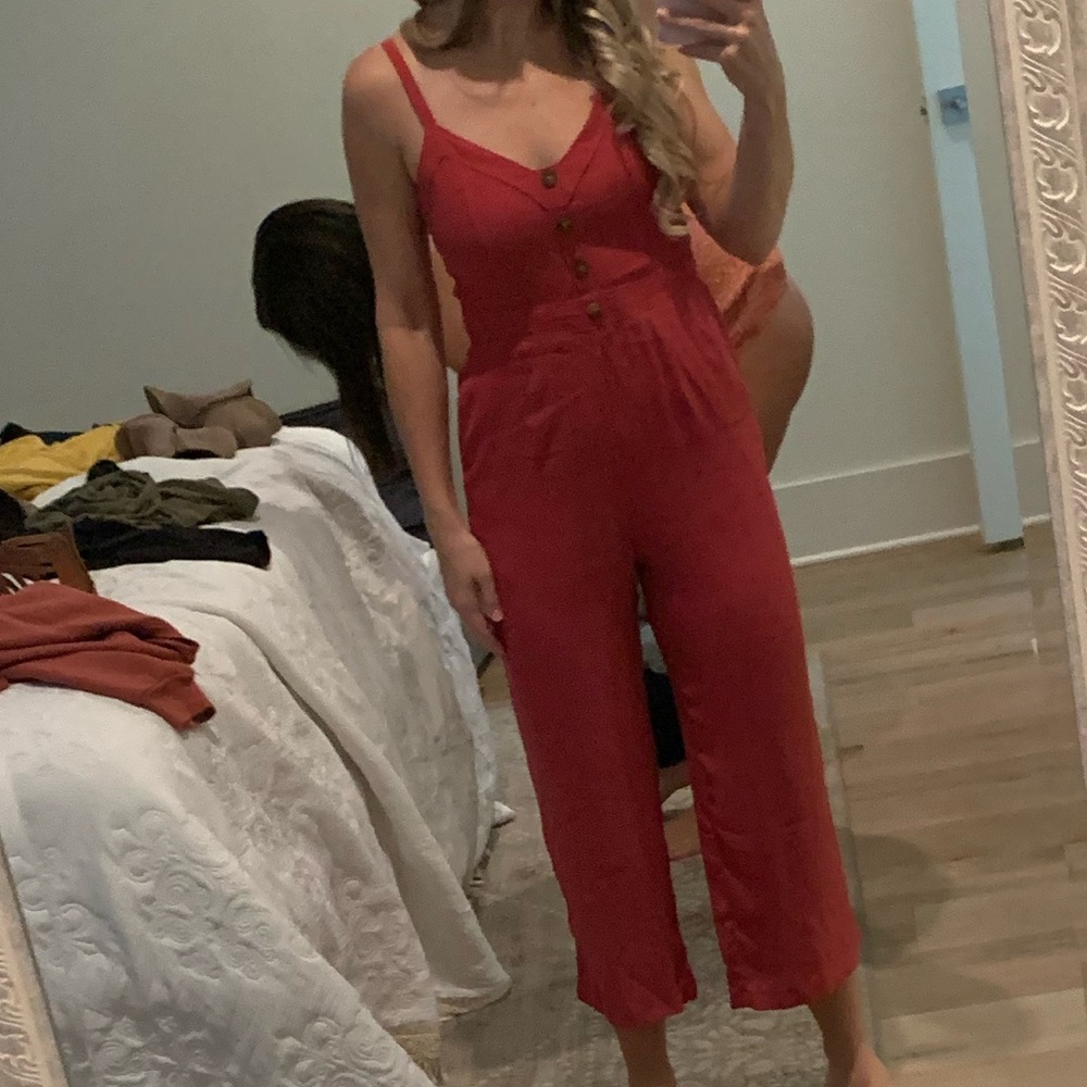Red Abercrombie TieBack Jumpsuit